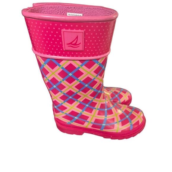 Sperry Top Sider Girl’s Waterproof Rainboots Pink/Blue Multi Size 1 - Picture 1 of 14